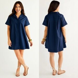 Caryn Lawn Margot Dress in Navy Blue